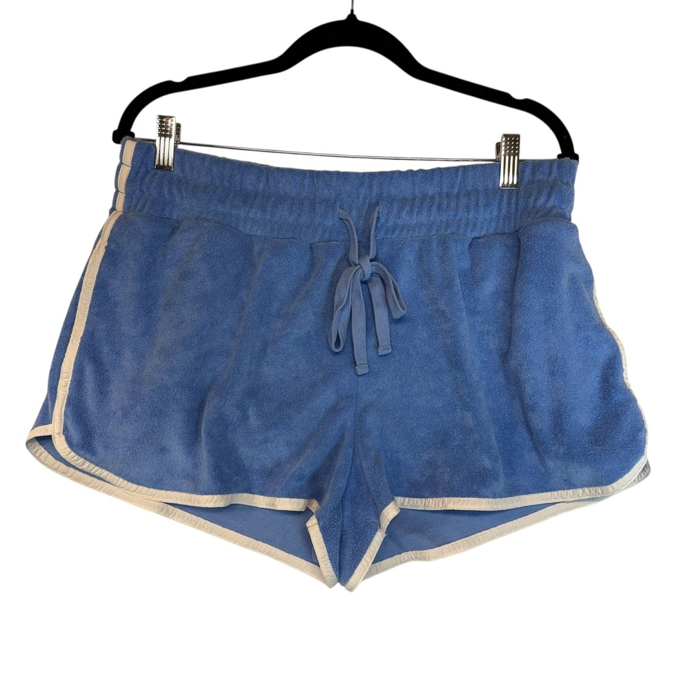 Daily Practice Blue Terry Cloth Dolphin Shorts Elastic Waist Drawstring Size LL‎